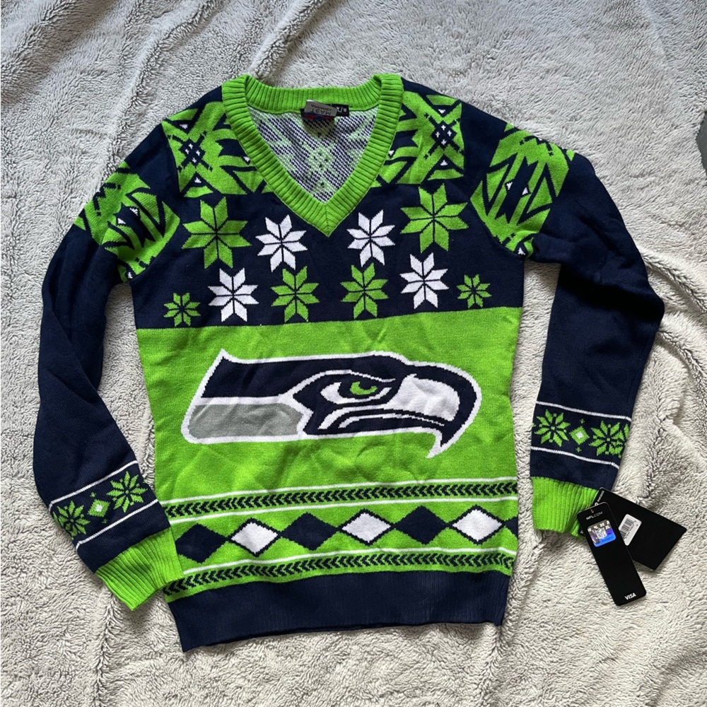 NWT women’s size medium NFL Seattle Seahawks Christmas sweater